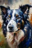 Placeholder: border collie portrait painterly, brush work, heavy brush work, impressionistic, painting process impasto