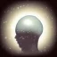 Placeholder: a bald head floating in space, surrounded by white orbs by tim vigil