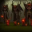 Placeholder: daemons waiting in front of fence, epic, dark, best quality, high resolution,