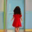 Placeholder: Distant Painting of a little girl walking out ofa room