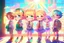 Placeholder: cute chibi holographic girls and boys in the school in sunshine