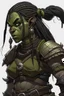 Placeholder: huge female orc braided black ponytail barbarian dnd