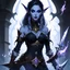 Placeholder: drow elf woman, spellsword, digital art, dark fantasy