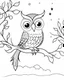 Placeholder: coloring page: "Adorable 1:1 cartoon depiction of a cute owl on a tree branch under a starry night, playful and vibrant palette, glowing stars, child-friendly, joyous and whimsical atmosphere."