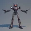 Placeholder: Mecha with metal spider legs his hands are machine guns. Driver is animal