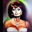 Placeholder: oil Portrait on canvas of busty beautiful young SOPHIA LOREN with big crystal clear green eyes looking to viewer,realistic,intrincate detail, with ruby necklace by Adam hughes 16k