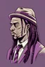 Placeholder: gangster with dreads isolated on a purple background retro