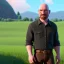 Placeholder: Walter white, realistic, 8k, farm background, black fedora.