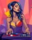 Placeholder: Female Dj in Cubism Multicolor Vector art picture