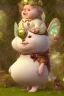 Placeholder: Obese and chubby but cute fairy in Forrest background. Style should be like the movie " up"