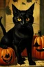 Placeholder: vintage graphic Halloween, black cat