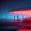 Placeholder: eine tankstelle inmitten auf dem meer, digital part,centered, detailed, 8k, shining, heaven, dampf, cyberpunk art, neon lights, neon signs, night, stars, stadion lichter