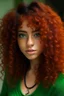 Placeholder: Mixed girl long curly reddish Orenge hair dark green eyes