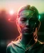 Placeholder: Ultra realistic photographic night portrait, cinematic, <blonde woman> <hanging wires> many wires coming out of the head <perfect pupil> <cyborg arm> <garage> <wide angle Shot> <sci-fi futuristic> <thriller>, fog, soft color, highly detailed, unreal engine 5, ray tracing, RTX, lumen lighting, ultra detail, volumetric lighting, high definition.