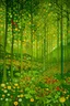 Placeholder: A green forest with praying mantis designed in ancient Greek mosaics painted by Gustav Klimt