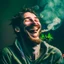 Placeholder: A man enjoying the intoxicating feeling from smoking weed