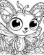 Placeholder: Cute butterflies, big cute eyes, pixar style, simple outline and shapes, coloring page black and white comic book flat vector, white background