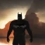 Placeholder: fat batman, dramatic light, lake background, sunset, dystopian setting, high contrast, sharp, neuromance, painted by greg rutkowski, cinematic