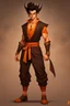 Placeholder: Full Body, Male Tiefling, monk, body shape as Super Sayian Goku, boxer pose, dark outfit colour theme, Handsome face