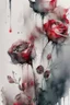 Placeholder: Abstract wet watercolour, grey red roses