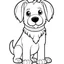 Placeholder: coloring page for kids age 2-5 years, puppy german shepherd ,cartoon style,thick lines, extremely low detail,no shading,no grey color, very simple art,only 2 legs and 2 arms ,white background, Centre aligned