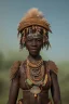 Placeholder: african portrait, warrior costume, village, meditation, woods, galaxy sky, 8k quality