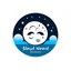 Placeholder: Logo, vector, clean, circle logo with a face looking up at the moon clouds and stars