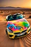 Placeholder: a realistic photo of a 2025 bmw z4,the car is spray painted with graffiti, desert background with sand storm to make the car stand out, colorful and stylish graffiti, 12k highly detailed and realistic , Masterpiece, dramatic product shot