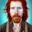 Placeholder: Portrait of Courtney Gains as a ruggedly handsome, joyful, roguish pirate, charismatic, attractive male, masculine, perfect teeth, precisely detailed clear eyes, softly freckled face, unblemished, flawless skin; meticulously detailed multi-hued ginger carrot colored cherry fire red hair; fantasy, intricate, elegant, highly detailed, digital painting, concept art, matte, sharp focus, illustration, art by artgerm and greg rutkowski and alphonse mucha