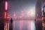 Placeholder: 3D, beautiful, light reflecting, empty future city skyline at night, rainy night, neon, cyberpunk, tron, one cyborg walking, 8k, finely detailed, photo realistic