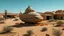 Placeholder: duck shaped space ship in the desert surrounded by lost things