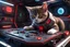 Placeholder: medium shot of a mischievous Cat hunched on complex spaceship console with a paw hovering over an ominous red button with warning signs around it, by greg Rutkowski, unreal engine 5, hyperrealistic, sharp focus, stock photo