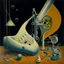 Placeholder: Abstract painting formed by a mix of human flesh-like surgical instruments and universe-like musical instruments,neuralink,minimalism,Painting By Adrian Ghenie, Rene Magritte, Salvador Dali, Lucian Freud