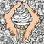 Placeholder: create a coloring book page of a slice of ice cream, black and white, high contrast, easy to color, bold outline