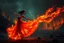 Placeholder: a stunning detalied surreal image where a dancer's dress transforms into fire, and tongues of flame, the background is the hell, cracked , ruined nightly landscape, nightmare from the hell, dark siluettes, pale light, dark night, demons, crepy stunning image, masterpeace