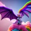 Placeholder: cute, adorable baby dragon made of crystals and gems with glittery scales and iridescent wings sitting on a cloud of cotton candy, muted rainbow colors, intricate, fine detail, 8k, sharp, crisp, high-quality, 3d octane render, Dreamworks, render