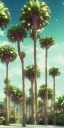 Placeholder: 1980's aesthetic vaporwave curvy palm trees with spheres and ufo