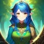 Placeholder: 8k, Girl, high quality, detailed, blue hair, golden eyes, beautiful lighting, vibrant colors, elf,