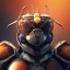 Placeholder: depth of field, cyborg bee, macro lens, hyperphoorealstic