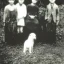 Placeholder: old photo Eerie ghost dog with people