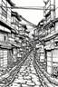 Placeholder: Poor neighborhood Tokyo, line arts, manga style