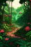 Placeholder: A rose-filled jungle with no animals, but much fauna and flora