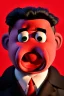 Placeholder: Waist up muppet Portrait, Kim Jong-un muppet doll, black suit, photo studio, red background, unreal engine 5, concept art, art station, ray tracing, lumen lighting, ultra detail, volumetric lighting, 3d.