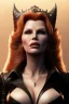 Placeholder: Kim Basinger as evil queen in black leather, busty, cleavage, curvy, angry, stern look. character design by cory loftis, fenghua zhong, ryohei hase, ismail inceoglu and ruan jia. unreal engine 5, artistic lighting, highly detailed, photorealistic, fantasy