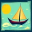 Placeholder: Legend Of Zelda: Wind Waker style Small wooden ship, with bright sails, on a vast ocean, stylized, celshaded, colorful, adventurous, frontal view, full view.