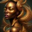 Placeholder: fantasy magic, intricate, sharp focus, illustration, highly detailed, digital painting, concept art, matte, masterpiece head sexy front view black African beauty space lady golden carp skin one head African space night