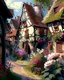 Placeholder: german medieval village with flowers rpg art painterly