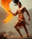 Placeholder: native american warrior, long black hair, dancing on top of fire, big muscles, loincloth, shirtless, 8k resolution concept art portrait by Greg Rutkowski