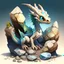 Placeholder: Generate an image of a cute teenager dragon representing earth, larger than the baby dragon, with rock formations or crystal clusters on its body.