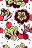 Placeholder: Seamless wrap design featuring bold outlines of lettuce, tomatoes, and beetroots, arranged dynamically with clear details for stencil use, on a neutral background